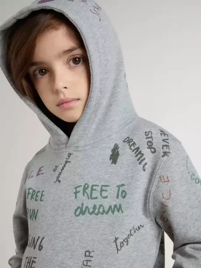 Graues Sweatshirt für Kinder mit mehrfarbigem Aufdruck Graues Sweatshirt für Kinder mit mehrfarbigem Aufdruck