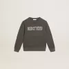 Graues Sweatshirt im Used-Look mit Kristallbeschriftung