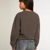 Graues Sweatshirt im Used-Look mit Kristallbeschriftung