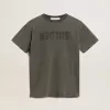 Graues T-Shirt-Kleid für Damen mit Distressed-Effekt