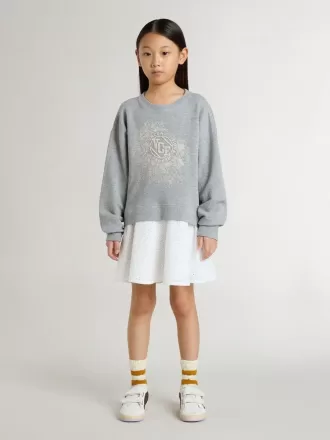 Graues und weißes Minikleid für Mädchen