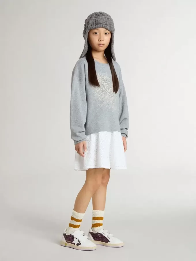 Graues und weißes Minikleid für Mädchen