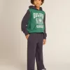 Grün-blaues Sweatshirt für Jungen mit Kapuze und Aufdruck