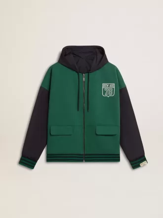 Grün-blaues Wende-Kapuzensweatshirt für Herren