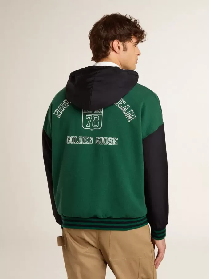 Grün-blaues Wende-Kapuzensweatshirt für Herren