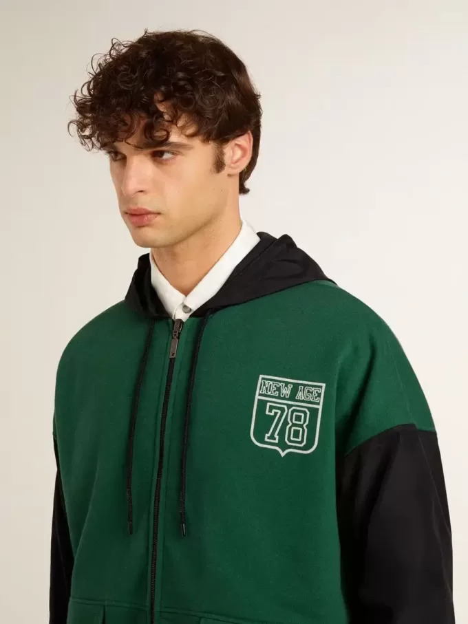Grün-blaues Wende-Kapuzensweatshirt für Herren