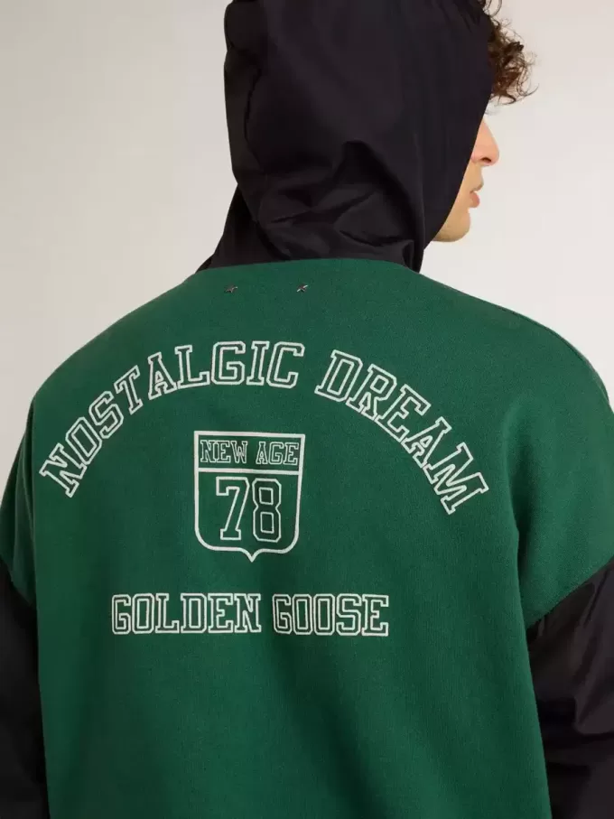 Grün-blaues Wende-Kapuzensweatshirt für Herren