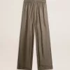 Grüne Damenhose aus Viskose-Seidenmischung mit Blumenmuster