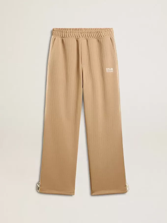 Hellbeige Jogginghose für Herren mit weißem Logo Hellbeige Jogginghose für Herren mit weißem Logo