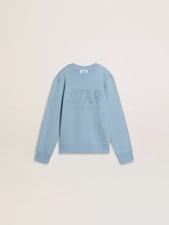 Hellblaues Sweatshirt für Jungen mit Schriftzug auf der Vorderseite