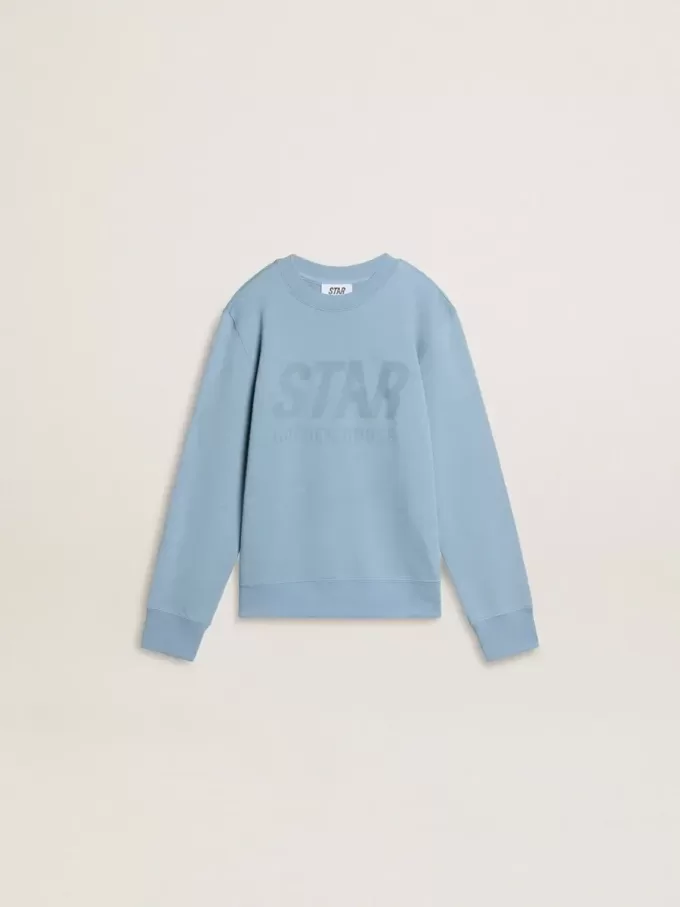Hellblaues Sweatshirt für Jungen mit Schriftzug auf der Vorderseite