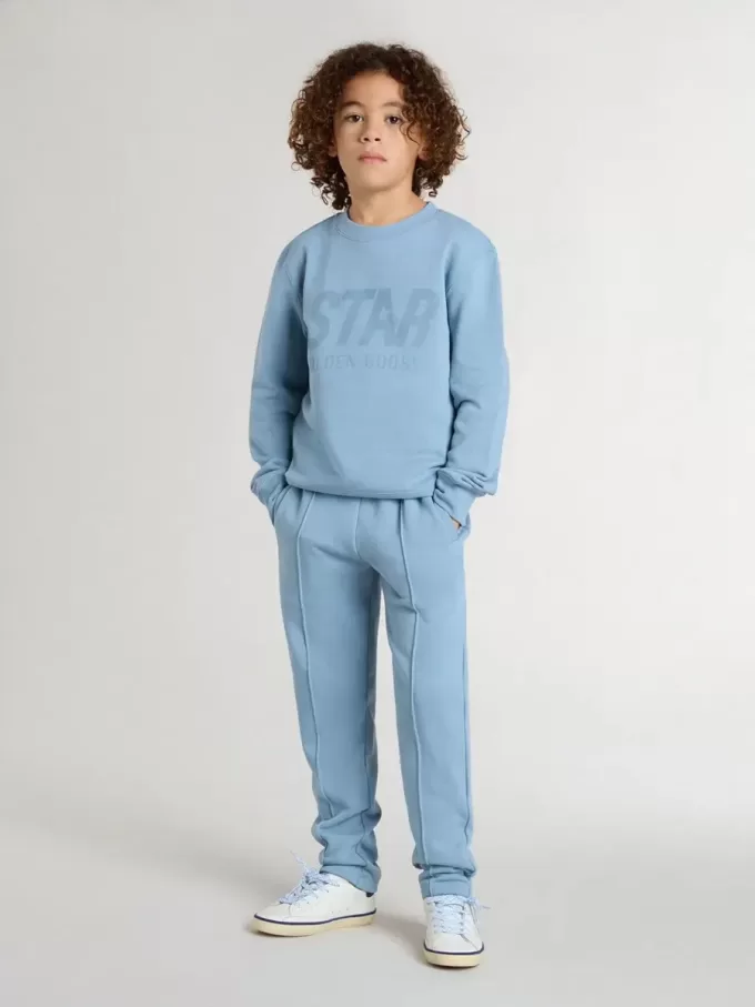 Hellblaues Sweatshirt für Jungen mit Schriftzug auf der Vorderseite