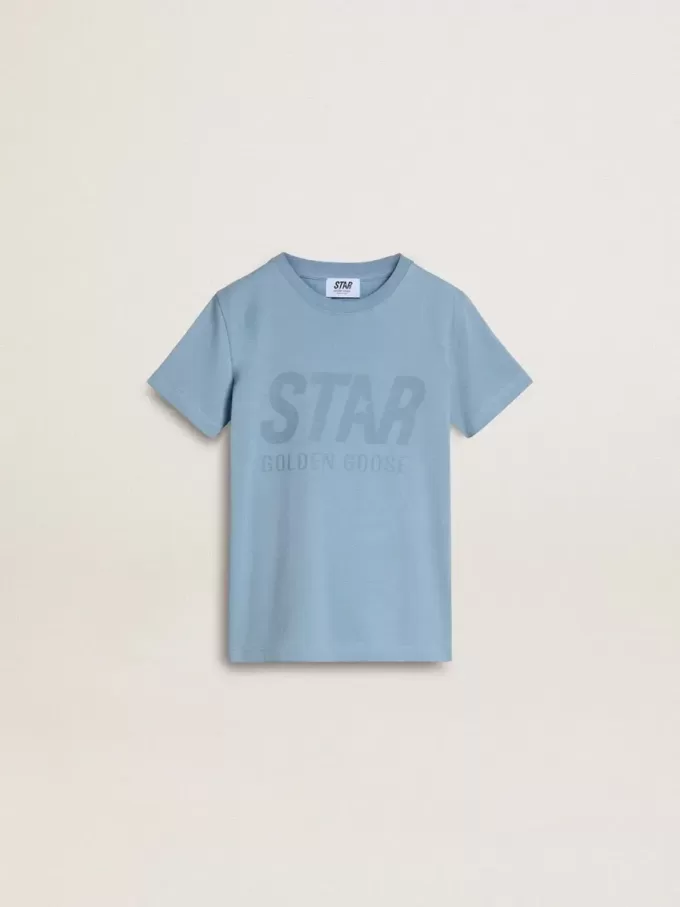 Hellblaues T-Shirt für Jungen mit Aufdruck Hellblaues T-Shirt für Jungen mit Aufdruck