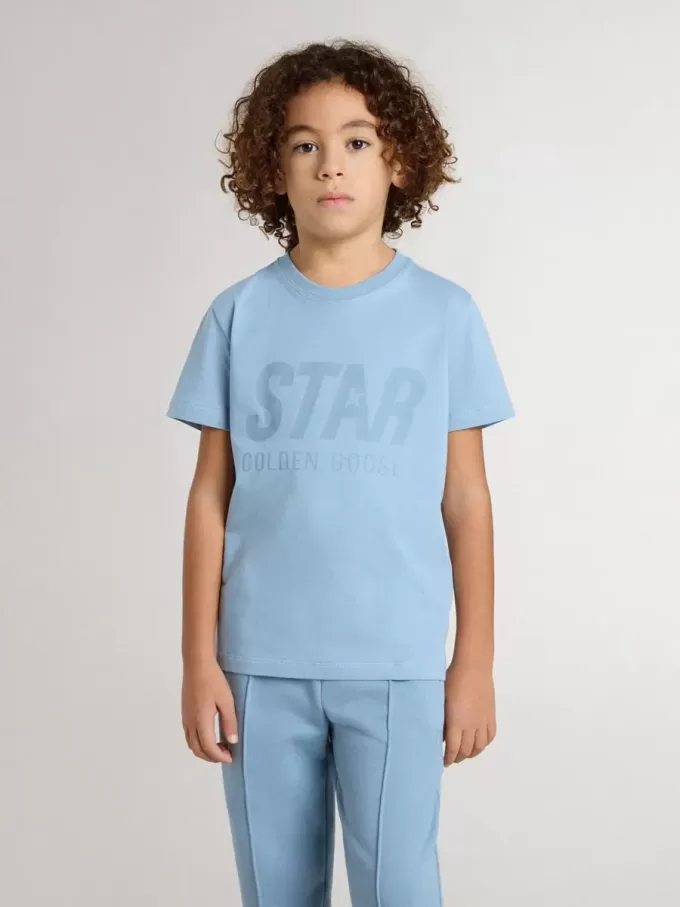 Hellblaues T-Shirt für Jungen mit Aufdruck Hellblaues T-Shirt für Jungen mit Aufdruck