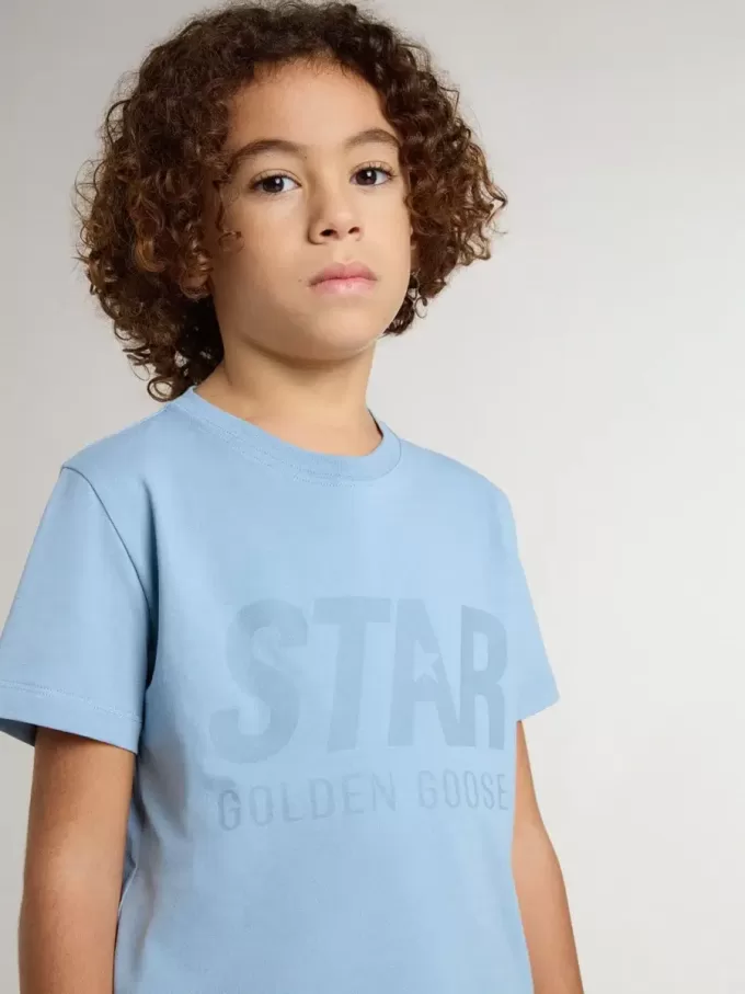 Hellblaues T-Shirt für Jungen mit Aufdruck Hellblaues T-Shirt für Jungen mit Aufdruck