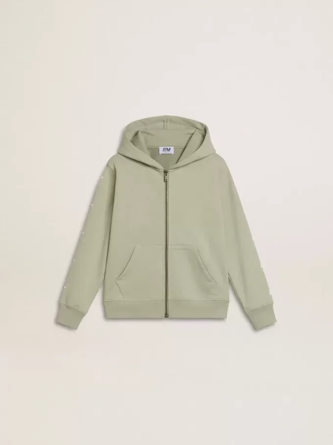 Hellgrünes Sweatshirt mit Reißverschluss