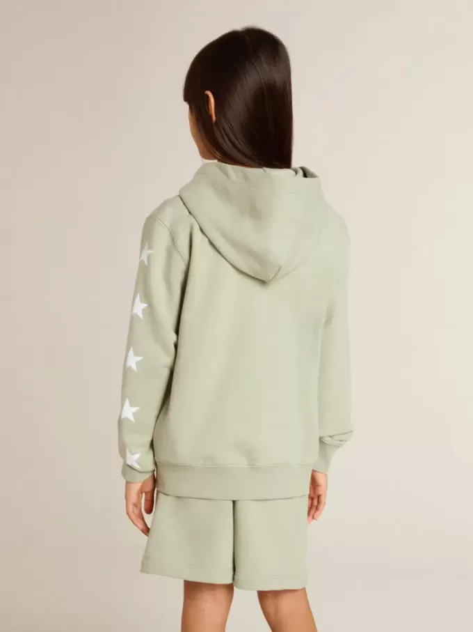 Hellgrünes Sweatshirt mit Reißverschluss