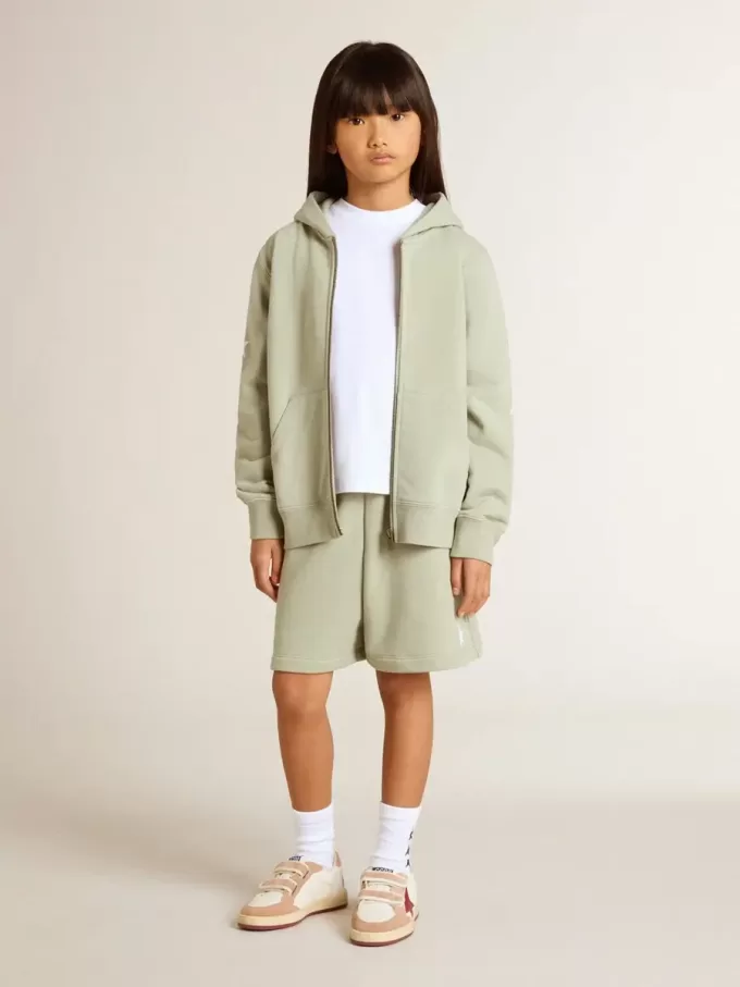 Hellgrünes Sweatshirt mit Reißverschluss