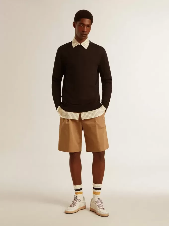 Herren-Bermudashorts aus beiger Baumwolle Herren-Bermudashorts aus beiger Baumwolle