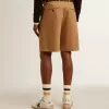 Herren-Bermudashorts aus beiger Baumwolle Herren-Bermudashorts aus beiger Baumwolle