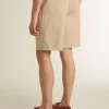 Herren-Bermudashorts aus beigem Denim mit Used-Look-Finish