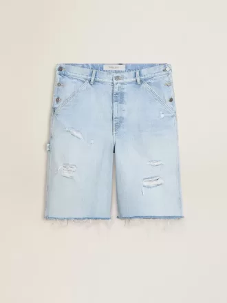 Herren-Bermudashorts aus Denim mit Used-Effekt