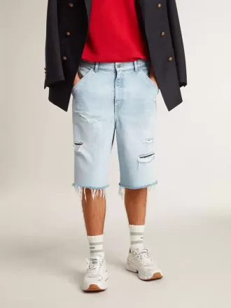 Herren-Bermudashorts aus Denim mit Used-Effekt