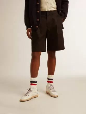 Herren-Bermudashorts aus schwarzer Baumwolle
