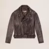 Herren-Bikerjacke aus Distressed-Leder Herren-Bikerjacke aus Distressed-Leder