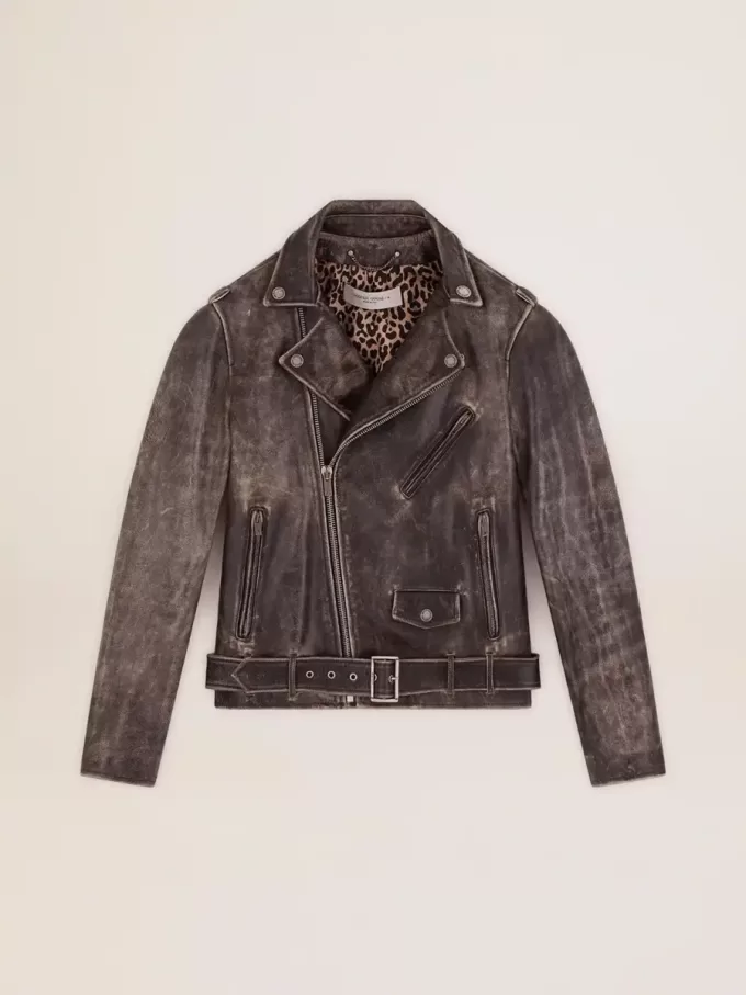 Herren-Bikerjacke aus Distressed-Leder Herren-Bikerjacke aus Distressed-Leder