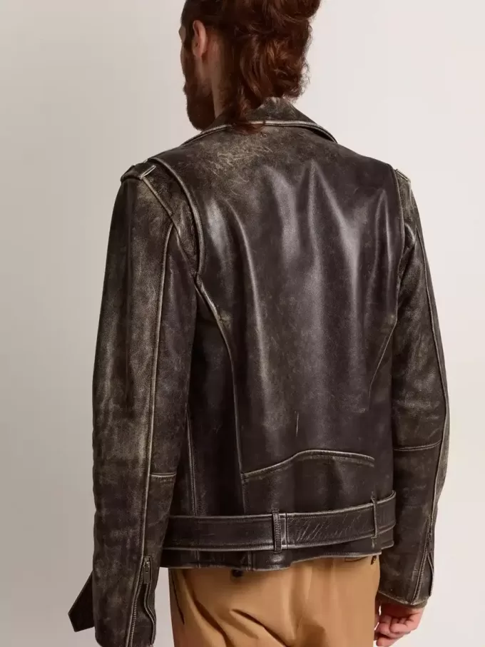 Herren-Bikerjacke aus Distressed-Leder Herren-Bikerjacke aus Distressed-Leder