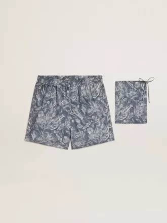 Herren-Boxershorts mit hellblau-weißem Marine-Print