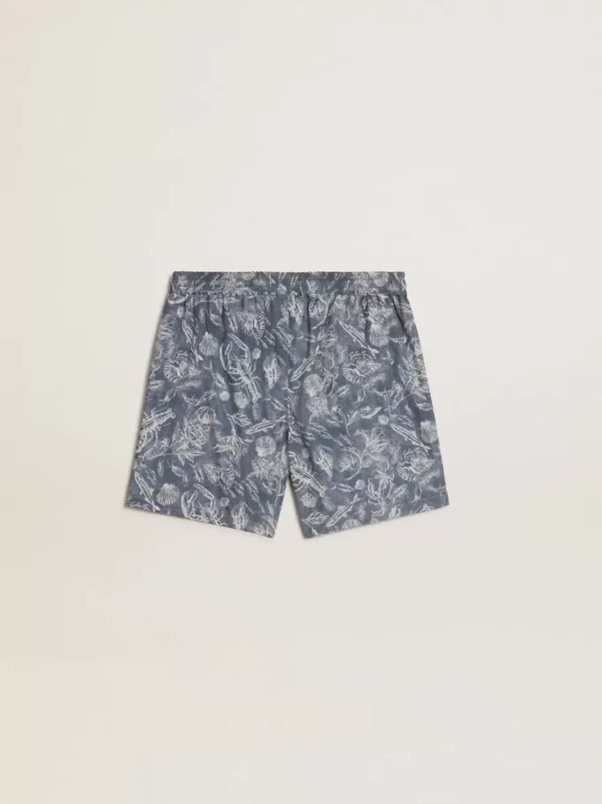 Herren-Boxershorts mit hellblau-weißem Marine-Print Herren-Boxershorts mit hellblau-weißem Marine-Print