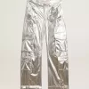 Herren-Cargohose aus silbernem Funktionsstoff Herren-Cargohose aus silbernem Funktionsstoff