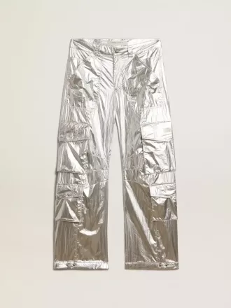 Herren-Cargohose aus silbernem Funktionsstoff Herren-Cargohose aus silbernem Funktionsstoff