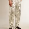 Herren-Cargohose aus silbernem Funktionsstoff Herren-Cargohose aus silbernem Funktionsstoff