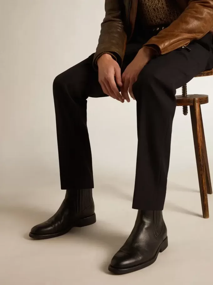 Herren-Chelsea-Stiefel aus schwarzem Leder