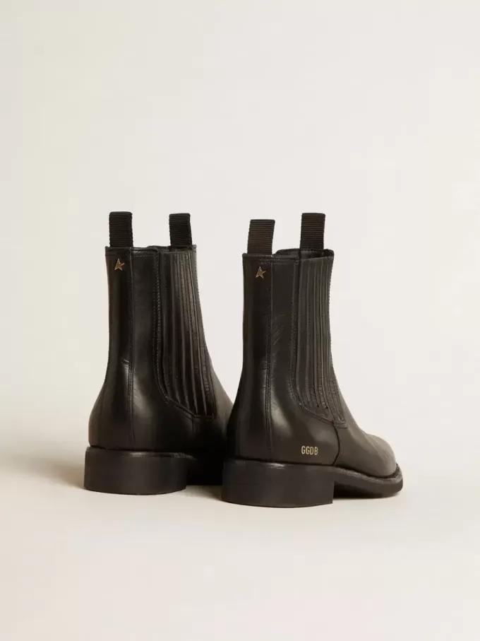 Herren-Chelsea-Stiefel aus schwarzem Leder