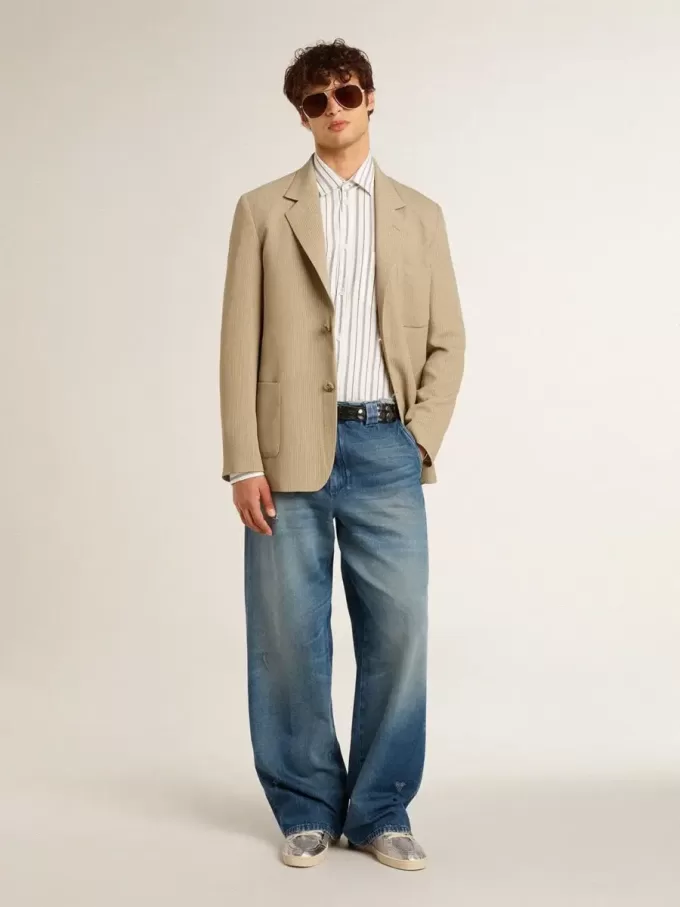 Herren-Chinos aus Denim mit Used-Details