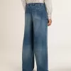 Herren-Chinos aus Denim mit Used-Details