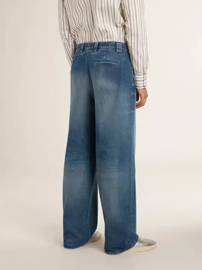 Herren-Chinos aus Denim mit Used-Details