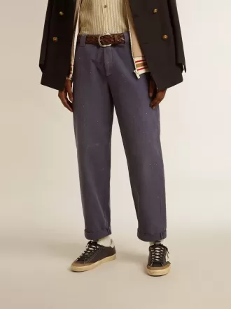 Herren-Chinos in Blau mit Used-Look