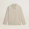 Herren-Coachjacke aus khakifarbener Wollmischung Herren-Coachjacke aus khakifarbener Wollmischung