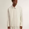 Herren-Coachjacke aus khakifarbener Wollmischung Herren-Coachjacke aus khakifarbener Wollmischung