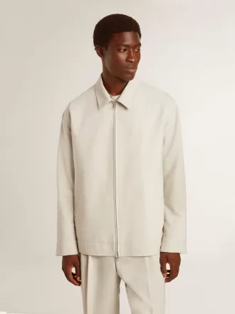 Herren-Coachjacke aus khakifarbener Wollmischung