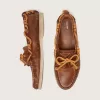 Herren-Cruise-Loafer aus tabakfarbenem Leder mit orangefarbenen Wanderschnürsenkeln
