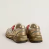 Herren-Dad-Star aus Mesh und goldfoliertem Leder mit weißem Lederstern Herren-Dad-Star aus Mesh und goldfoliertem Leder mit weißem Lederstern