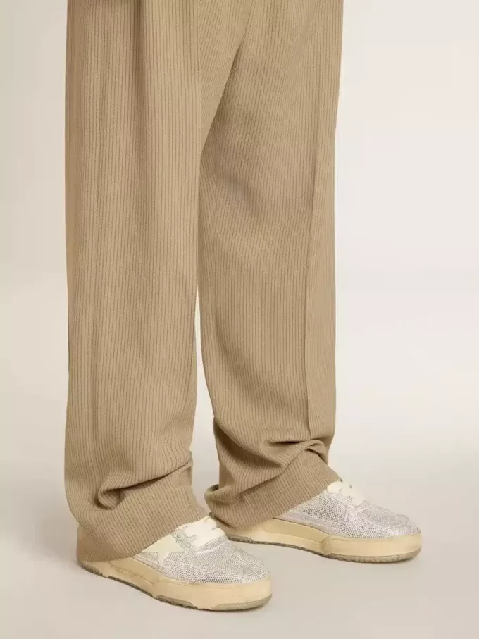 Herren-Forty2 aus weißem Leder und Swarovski-Kristallen mit weißem Stern