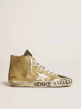 Herren-Francy LAB in goldenem Glitzer mit weißem Lederstern