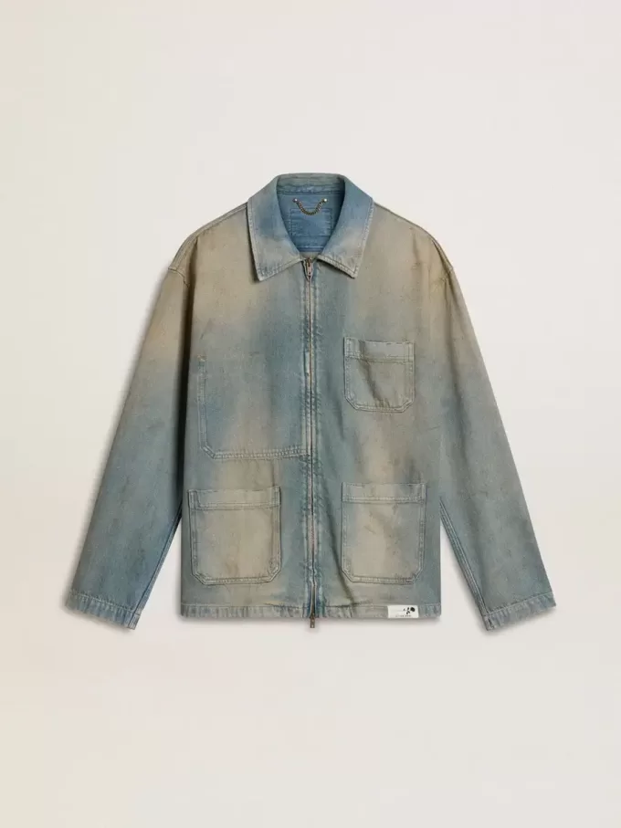 Herren-Jeansjacke im Used-Look mit Reißverschluss Herren-Jeansjacke im Used-Look mit Reißverschluss